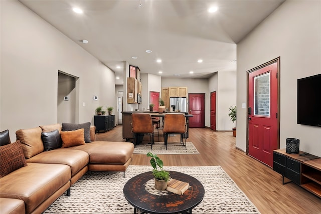 4905 Lakepark Dr, Sanger, TX 76266 - living room featuring light wood finished floors and recessed lighting