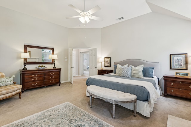 726 Nettleton Dr, Southlake, TX 76092 - bedroom with carpet flooring, vaulted ceiling, and a ceiling fan