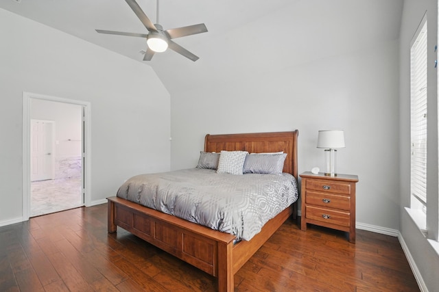 14877 Snowshill Dr, Frisco, TX 75035 - bedroom with hardwood / wood-style flooring, lofted ceiling, baseboards, and multiple windows