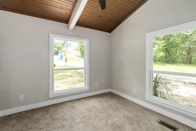 147 Carolynn Rd, Mabank, TX 75156 - unfurnished room with wood ceiling, carpet flooring, and baseboards