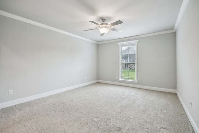 129 Braves Way, Lavon, TX 75166 - empty room with a ceiling fan, baseboards, crown molding, and carpet flooring