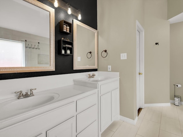 3401 Muleshoe Ln, Fort Worth, TX 76179 - full bathroom with double vanity, tile patterned flooring, and baseboards