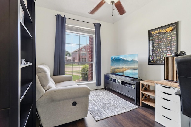 7314 Glenstone St, Rowlett, TX 75089 - sitting room with wood finished floors and a ceiling fan