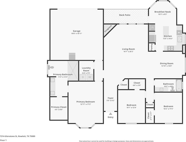 7314 Glenstone St, Rowlett, TX 75089 - property floor plan