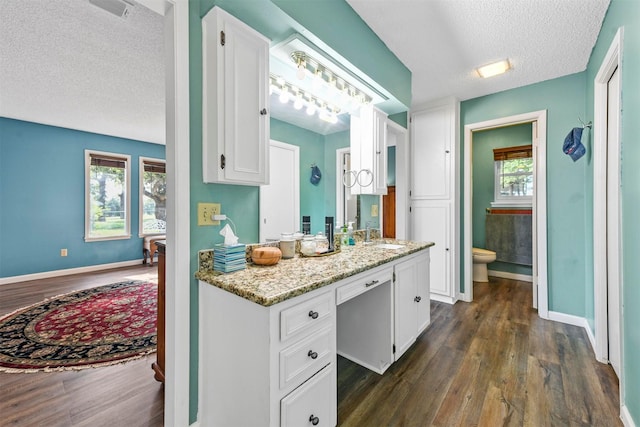 1200 Old Decatur Rd, Decatur, TX 76234 - full bath with wood finished floors, a textured ceiling, toilet, vanity, and baseboards