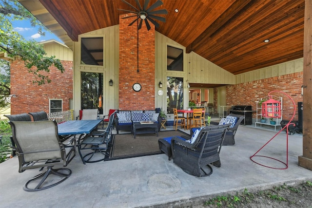 1200 Old Decatur Rd, Decatur, TX 76234 - view of patio with outdoor lounge area, outdoor dining space, a grill, and ceiling fan