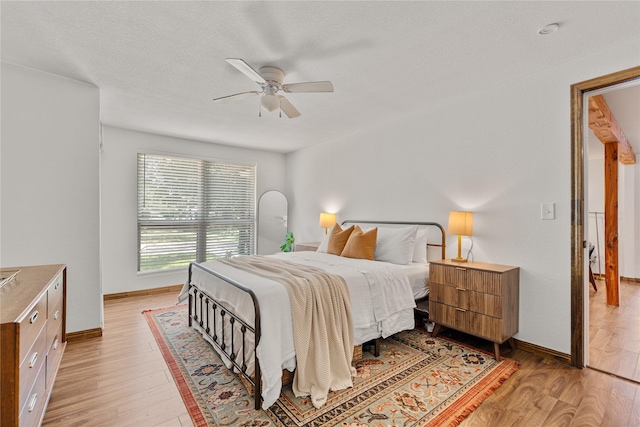 201 W Tinsley Dr, Robinson, TX 76706 - bedroom with light wood-style floors, a ceiling fan, and baseboards