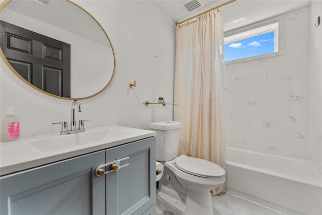 201 W Tinsley Dr, Robinson, TX 76706 - full bathroom with toilet, vanity, shower / tub combo, and tile patterned floors