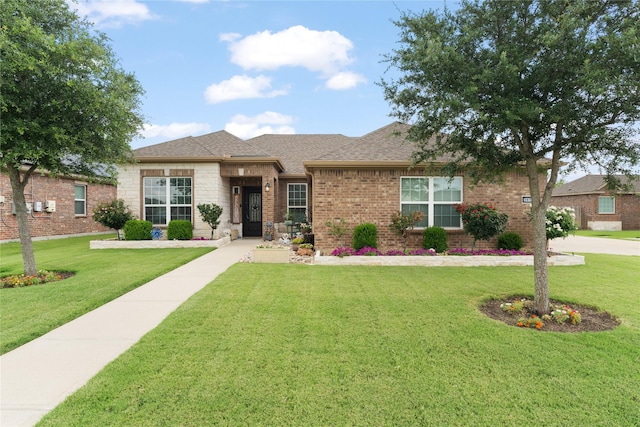 2014 Autumn Dr, Glenn Heights, TX 75154 - view of front of house with a front lawn, brick siding, and roof with shingles