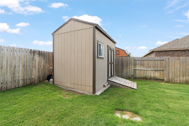 2014 Autumn Dr, Glenn Heights, TX 75154 - view of shed featuring a fenced backyard