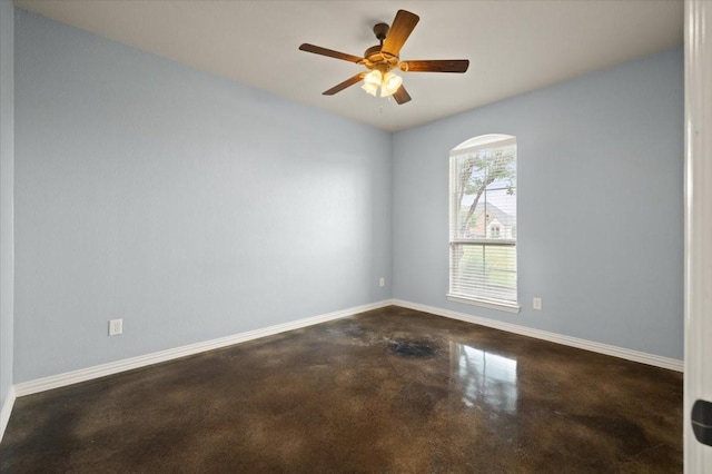 7030 Brooke Blvd, Midlothian, TX 76065 - spare room featuring finished concrete flooring, baseboards, and ceiling fan