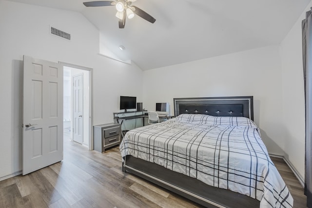 4612 Applewood Rd, Fort Worth, TX 76133 - bedroom featuring high vaulted ceiling, wood finished floors, and ceiling fan