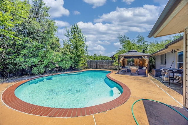 4612 Applewood Rd, Fort Worth, TX 76133 - view of pool featuring a gazebo, a patio area, a fenced backyard, and an outdoor hangout area