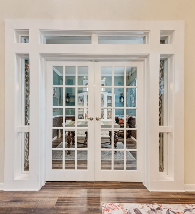11808 Warbler Ln, Fort Worth, TX 76244 - doorway with french doors and wood finished floors