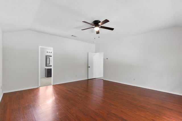 1800 Summer Glen Ct, Allen, TX 75002 - empty room featuring vaulted ceiling, a ceiling fan, wood finished floors, and baseboards