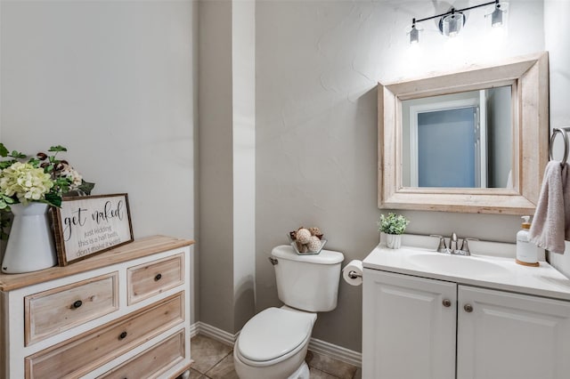 439 Fox Trl, Allen, TX 75002 - bathroom with vanity, toilet, baseboards, and tile patterned floors