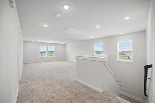 809 Vineyard Way, Forney, TX 75126 - empty room featuring attic access, light carpet, baseboards, recessed lighting, and a smoke detector