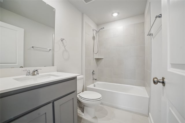 809 Vineyard Way, Forney, TX 75126 - bathroom with toilet, vanity, shower / tub combination, tile patterned floors, and recessed lighting