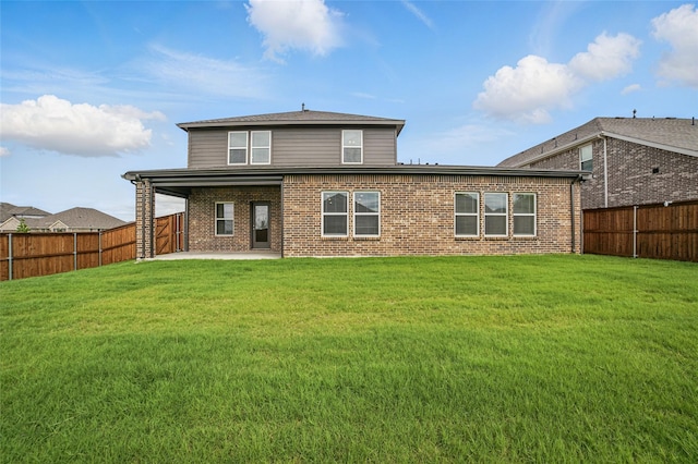 809 Vineyard Way, Forney, TX 75126 - rear view of house with a patio and brick siding