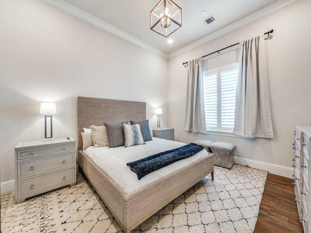 1545 Silver Creek Cir, Lucas, TX 75002 - bedroom featuring baseboards, a chandelier, crown molding, light wood-type flooring, and recessed lighting