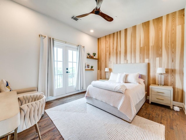 1545 Silver Creek Cir, Lucas, TX 75002 - bedroom featuring recessed lighting, french doors, wood finished floors, and a ceiling fan