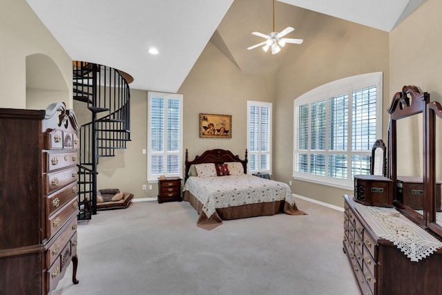 8 Calloway Ct, Mansfield, TX 76063 - carpeted bedroom with baseboards and high vaulted ceiling