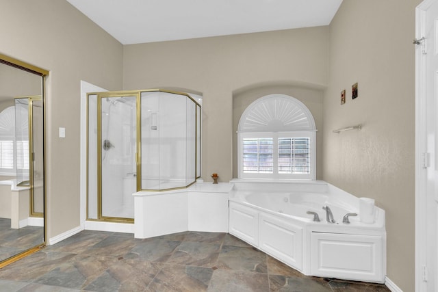 8 Calloway Ct, Mansfield, TX 76063 - full bath featuring stone finish floors, a bath, and a shower stall