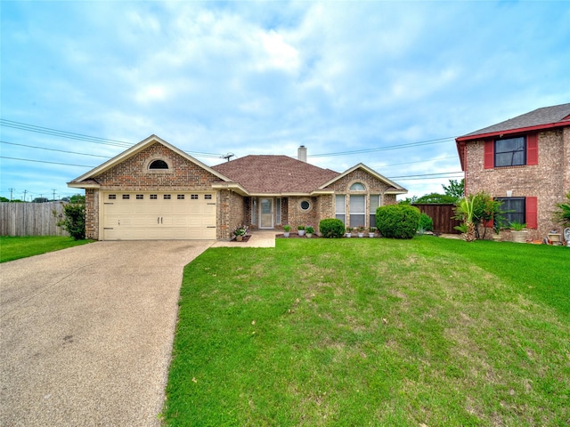 7900 Marsh Ct, Fort Worth, TX 76123 - single story home featuring concrete driveway, a garage, brick siding, and a chimney