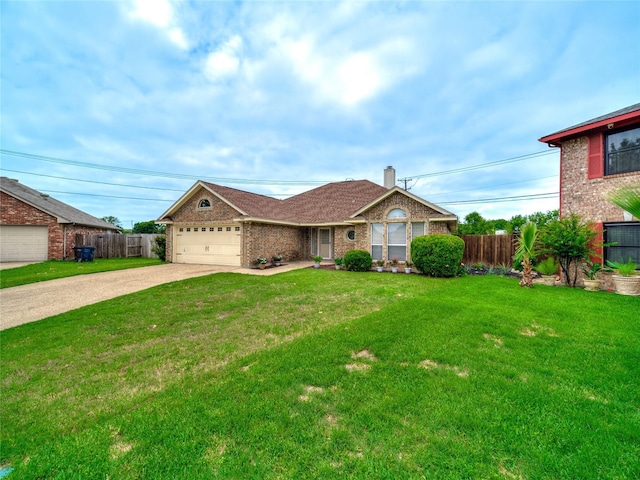 7900 Marsh Ct, Fort Worth, TX 76123 - ranch-style home featuring brick siding, concrete driveway, a garage, and a chimney
