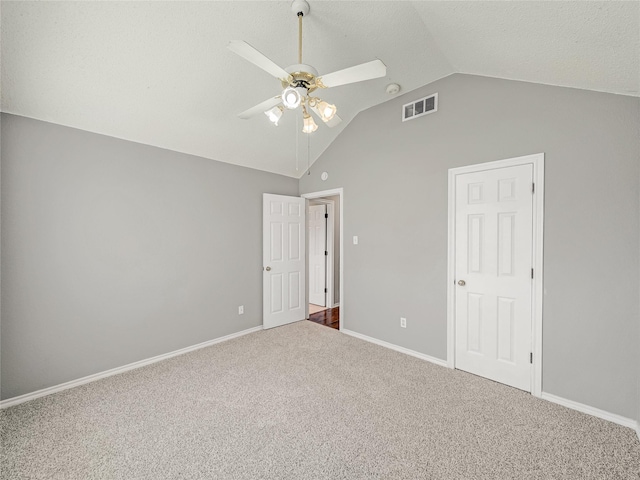 7900 Marsh Ct, Fort Worth, TX 76123 - unfurnished bedroom featuring vaulted ceiling, carpet, baseboards, and ceiling fan