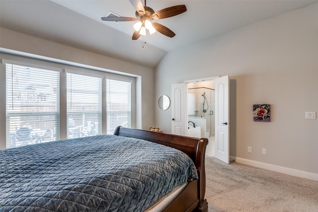 1421 Cedar Creek Dr, Anna, TX 75409 - bedroom featuring carpet floors, lofted ceiling, baseboards, and ceiling fan