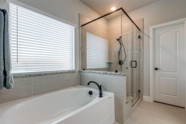 1421 Cedar Creek Dr, Anna, TX 75409 - full bath with a garden tub, a stall shower, and tile patterned floors