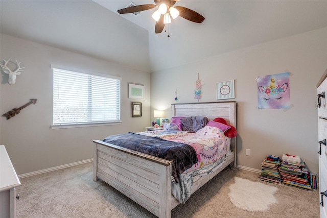 1421 Cedar Creek Dr, Anna, TX 75409 - carpeted bedroom featuring lofted ceiling, a ceiling fan, and baseboards