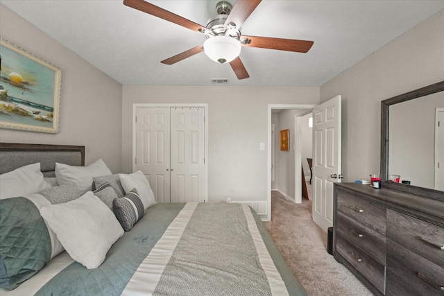 3701 Knob Hill Dr, Plano, TX 75023 - bedroom featuring carpet, a closet, a ceiling fan, and baseboards