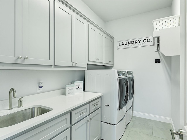 1551 Sweetwater Ln, Prosper, TX 75078 - laundry area with separate washer and dryer, cabinet space, and light tile patterned floors