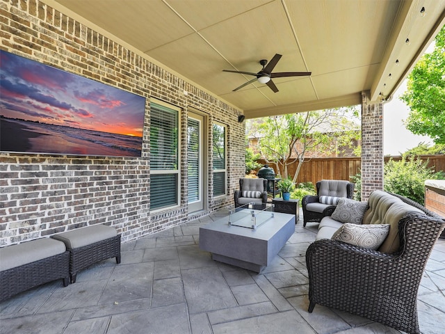 1551 Sweetwater Ln, Prosper, TX 75078 - view of patio featuring an outdoor hangout area and ceiling fan