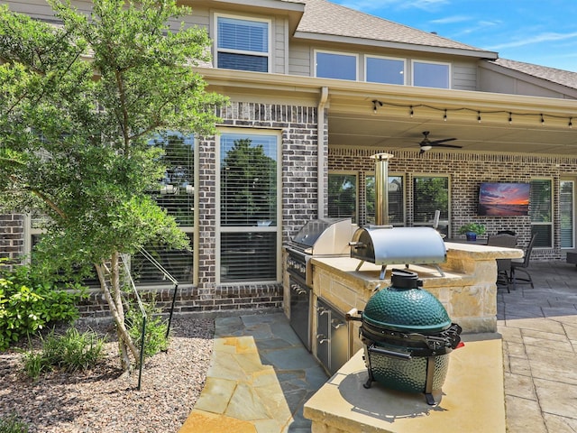 1551 Sweetwater Ln, Prosper, TX 75078 - view of patio / terrace featuring a ceiling fan, exterior kitchen, and exterior bar