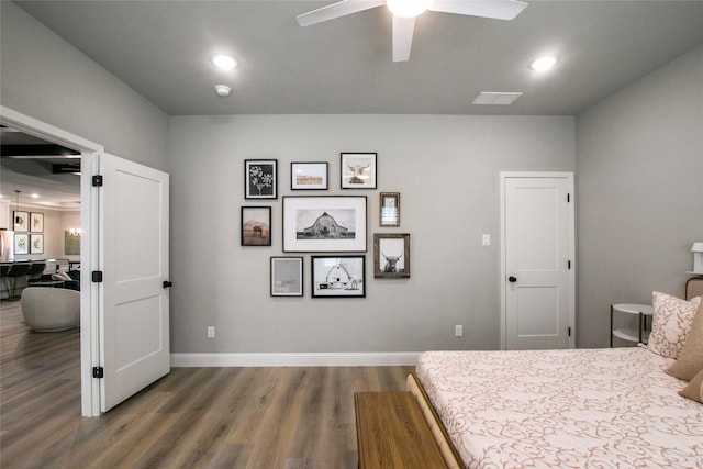 80 Dublin Cir, Gordonville, TX 76245 - bedroom featuring wood finished floors, baseboards, recessed lighting, and ceiling fan