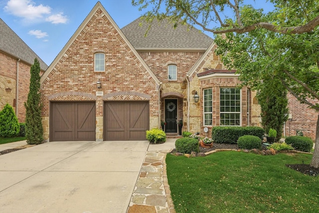 9008 Cypress Creek Rd, Lantana, TX 76226 - view of front of property featuring brick siding, a shingled roof, driveway, and a front lawn