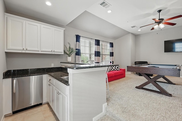 9008 Cypress Creek Rd, Lantana, TX 76226 - office with a ceiling fan, recessed lighting, and lofted ceiling
