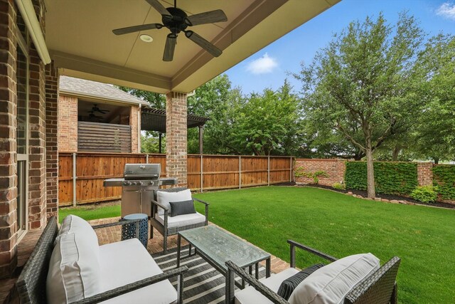 9008 Cypress Creek Rd, Lantana, TX 76226 - view of patio with a ceiling fan and an outdoor living space