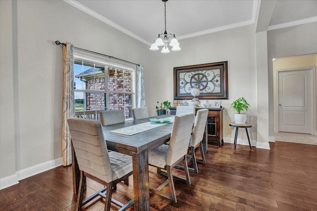 2400 Silver Maple Dr, Saint Paul, TX 75098 - dining space featuring a chandelier, hardwood / wood-style floors, baseboards, and crown molding