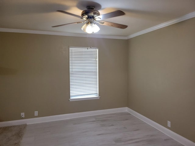 316 Charlie Dr, Whitesboro, TX 76273 - spare room with a ceiling fan, ornamental molding, light wood finished floors, and baseboards