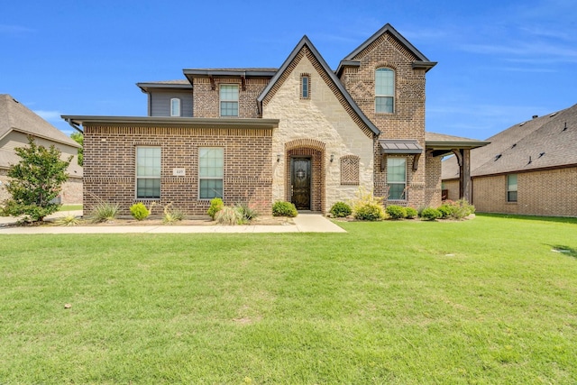 449 Hillstone Dr, Midlothian, TX 76065 - view of front of property featuring a front lawn, brick siding, and stone siding