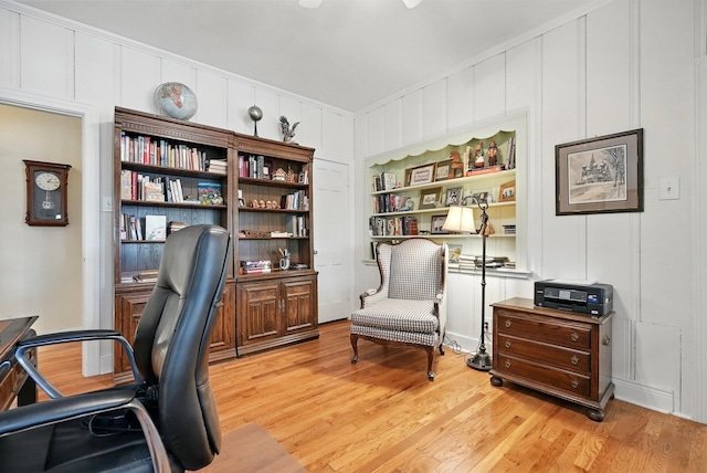 1125 Sayles Blvd, Abilene, TX 79605 - office featuring a decorative wall, light wood-type flooring, and ceiling fan