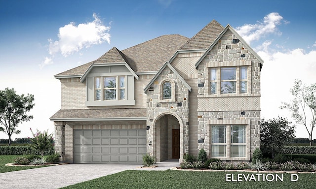 4031 Zina Ln, Prosper, TX 75078 - view of front of property featuring stone siding, concrete driveway, and an attached garage