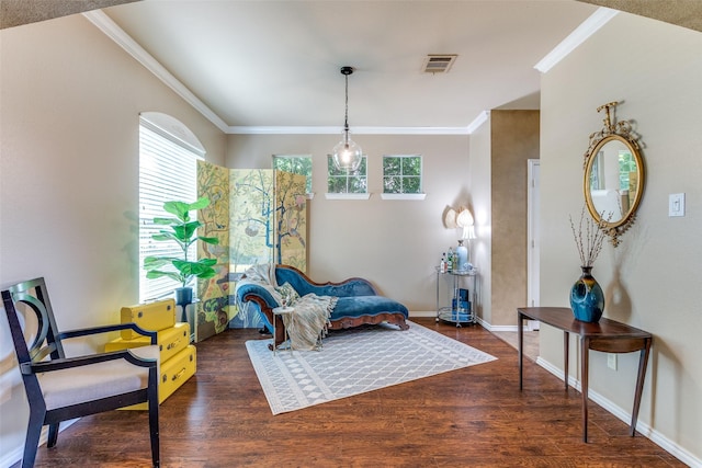 12744 Concho Dr, Frisco, TX 75033 - sitting room with crown molding, wood finished floors, healthy amount of natural light, and baseboards