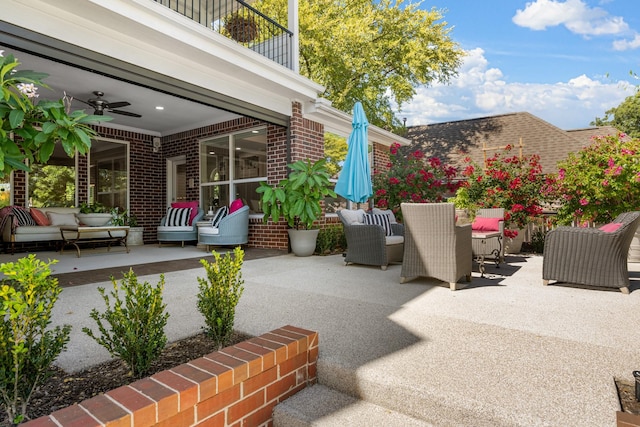 4009 Tave Ct, Arlington, TX 76016 - view of patio / terrace featuring a balcony, ceiling fan, outdoor dining space, and an outdoor living space