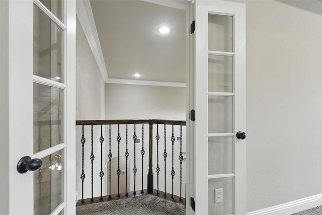 209 Ellis Creek Dr, Weatherford, TX 76085 - hall featuring ornamental molding, recessed lighting, and baseboards