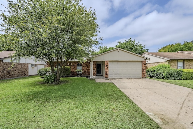 7108 Christie Ln, Dallas, TX 75249 - ranch-style home featuring an attached garage, driveway, a front yard, and brick siding